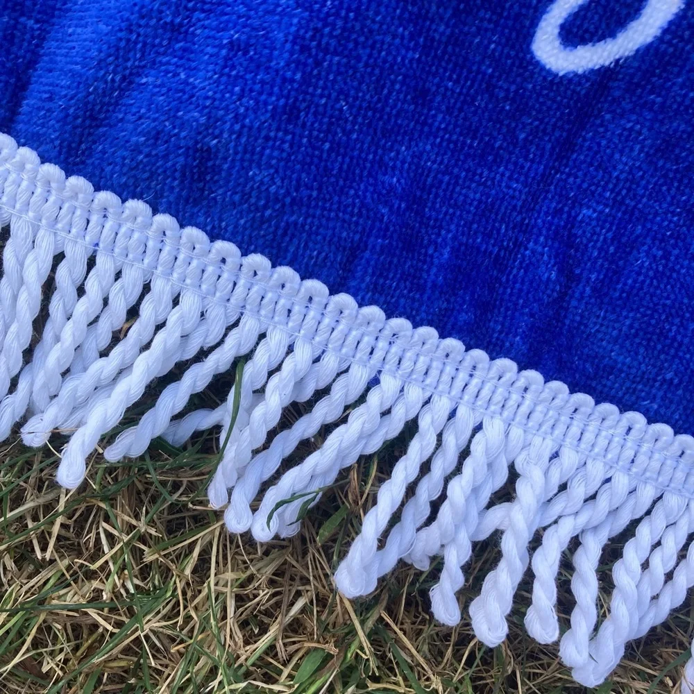 Dolce & Gabbana Blue and White Beach Towel with Fringe